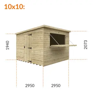 10ft x 10ft (2950mm x 2950mm) Horsforth Elite Pressure Treated Shiplap Pent Bar Shed