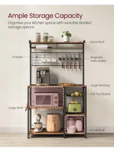 VASAGLE Kitchen Baker's Rack, Microwave Stand, Coffee Bar, Kitchen Storage Shelf, Wire Basket