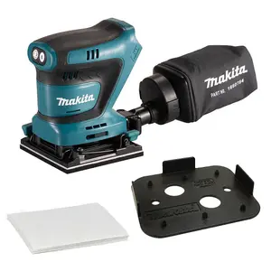 Makita DBO481Z 18v LXT 114mm 1/4 Sheet Finishing Cordless Palm Sander + Bag