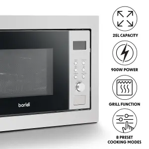 Baridi 25L Integrated Microwave Oven with Grill, 900W, Stainless Steel - DH197