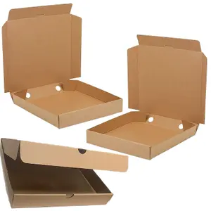 100 x 14" Pizza Boxes Plain Brown Postal Box Takeaway Style Boxes