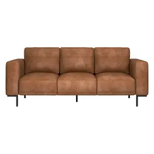 Lisbon Tan Faux Leather 3 Seater Sofa