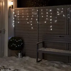 720 Ice White Led With Timer Function Icicle Light With 29.8m Clear Cable