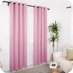 Deconovo Foil Printed Thermal Curtains Super Soft Ring Top Blackout Curtains for Bedroom 46 x 90 Inch Pink 2 Panels