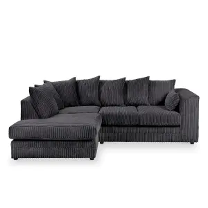 Chicago Jumbo Cord Left Hand Facing Corner Sofa Black