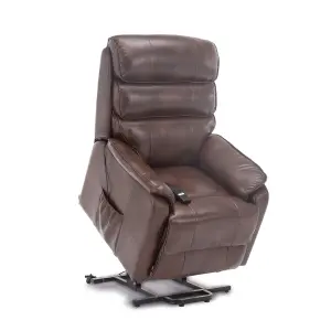 Buckingham Single Motor Electric Rise Recliner Bonded Leather Armchair Sofa Mobility Chair (Brown)