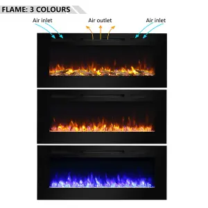 FLAMME Carmaux 63" / 161cm Freestanding Electric Fireplace Suite, 3 Flame Colours, 2000W Heater, White