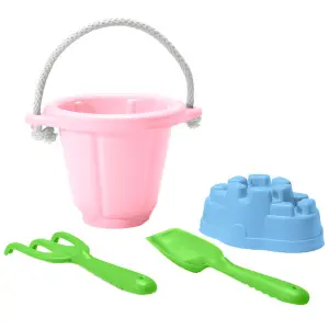 Green Toys 4 Piece Sand Play Set, with Pink Bucket and Accessories