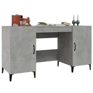 Berkfield Desk Concrete Grey 140x50x75 cm Engineered Wood