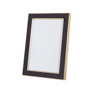 Modern Designer Shiny Gold Metal and Black 4x6 Picture Frame for Wall or Table