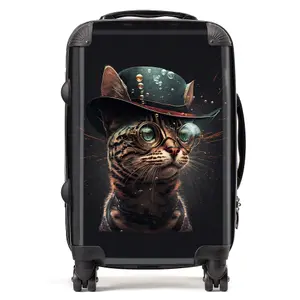 Bengal Cat Face Glasses And Hat Splashart Suitcase - Cabin