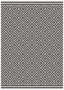 Black Outdoor Rug, Geometric Stain-Resistant Rug For Patio Decks Garden Balcony, 4mm Modern Outdoor Rug-66 X 240cm (Runner)