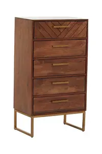 Gaya Chest - Metal/Wood - L40 x W60 x H110 cm - Gold/Natural