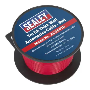 Sealey Automotive Cable Thick Wall 5A 7m Red