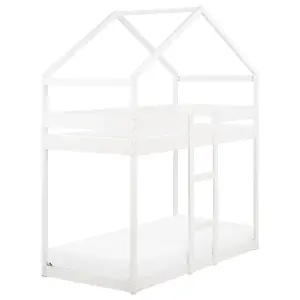 Wooden Kids House Bunk Bed EU Single Size White LABATUT