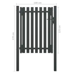 Berkfield Garden Fence Gate Steel 1x1.7 m Anthracite