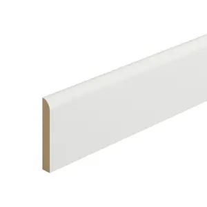 Metsä Wood Primed White MDF Round Skirting board (L)2400mm (W)94mm (T)14.5mm, Pack of 4