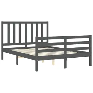 Berkfield Bed Frame with Headboard Grey 140x190 cm Solid Wood