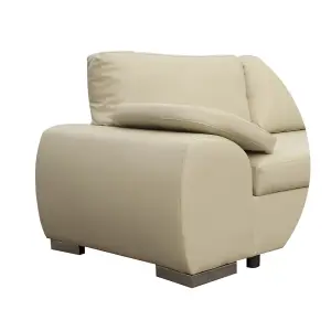 NEW CORNER SOFA BED WITH STORAGE ENZO RIGHT CREAM FAUX LEATHER