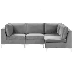 Corner Sofa EVJA Grey Velvet Left Hand