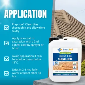 Smartseal Roof Tile Sealer, 100ml Sample, For Concrete, Slate & Clay Roof Tiles, 10yr Water Repellent, Moss and Algae Protection