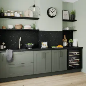 GoodHome Alpinia Matt green wood effect Shaker Tall appliance Cabinet door (W)600mm (H)723mm (T)18mm