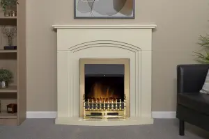 Adam Truro Fireplace in Cream with Blenheim Electric Fire in Brass, 41 Inch