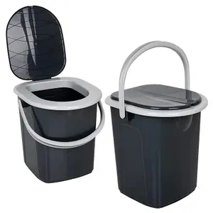 2 x 22 Litre Portable Compact Indoor Outdoor Lightweight Mobile Camping Toilet Seats With Lids