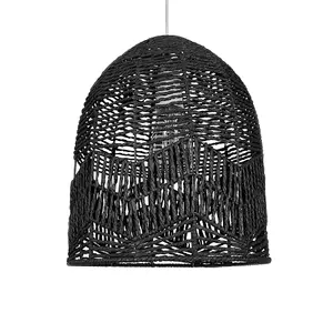 ValueLights Tethra Rustic Black Woven Rope Bird Cage Ceiling Pendant Light Shade