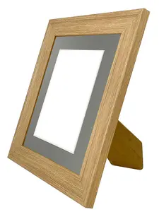 Scandi Oak Frame with Dark Grey Mount for Image Size 12 x 8 Inch