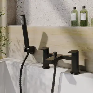 Contemporary Bath Shower Mixer Tap with Shower Kit - Matt Black - Balterley