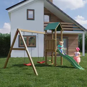 Lucas play centre with double swings and slide