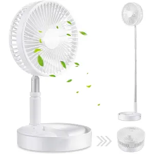 Table Desk Fan - Adjustable Pedestal Fan - Folding & Portable With 7200mah Rechargeable Battery - Telescopic Multifunctional Fan