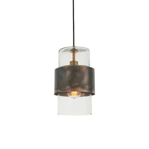 Luminosa Palermo Pendant Ceiling Light Bronze Patina Plate & Clear Glass