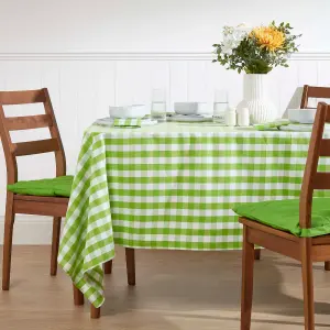 Homescapes Green Block Check Cotton Gingham Tablecloth, 137 x 137 cm