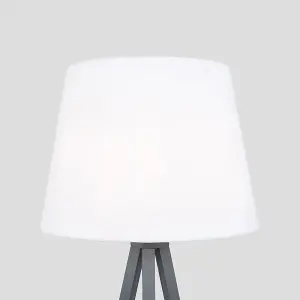 ValueLights Modern Grey Wood Tripod Design Floor Lamp With White Shade