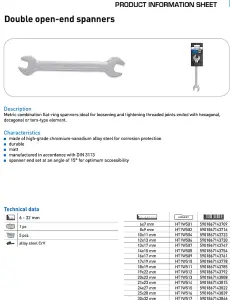 Spanner Combination Wrench CRV Open Double ended Fixed Head Spanners 8mm x 9mm