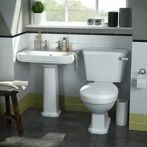 Cooke & Lewis Serina White Close-coupled Toilet with White seat Soft close seat