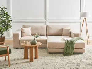 Corner Sofa LOFOTEN Beige Velvet 3 Seater Left Hand