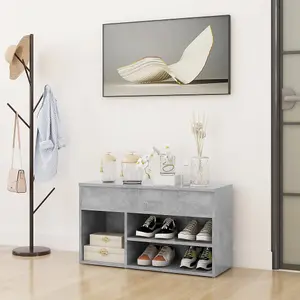 Berkfield Shoe Bench Concrete Grey 80x30x45 cm Engineered Wood