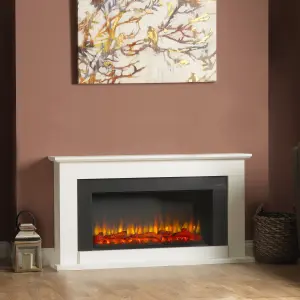 Suncrest Georgia White MDF & stainless steel Freestanding Electric fire suite