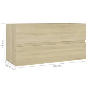 Berkfield Sink Cabinet Sonoma Oak 90x38.5x45 cm Engineered Wood