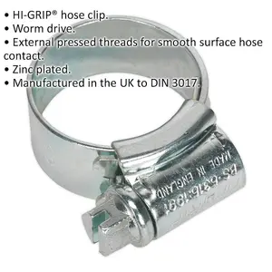 30 PACK Zinc Plated Hose Clip - 14 to 22mm Diameter - External Pressed Threads