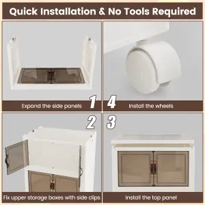 Costway 4 Pack Stackable Storage Cabinet Folding Home Organizer Lockable Wheels 78 Gal