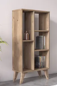 Frame Bookcase Free Standing Storage Shelf, 55 x 25 x 106 cm 5 Display Shelves, Bookshelf, Open Cabinet, Oak