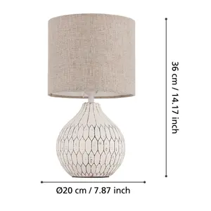 EGLO Bellariva 3 White Ceramic & Fabric Shade Table Lamp