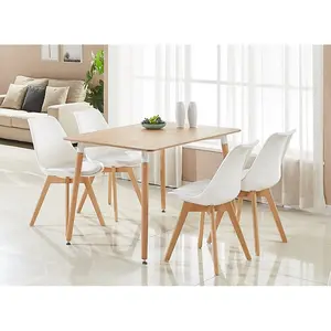 Lorenzo Padded Dining Chairs, Tulip Chair for Lounge Office Dining Room Kitchen, Set of 6, White