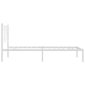 Berkfield Metal Bed Frame without Mattress with Headboard White 100x200cm