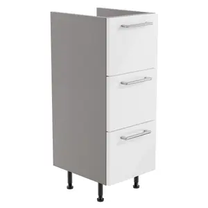 Ennis Gloss White Modern Freestanding 3 drawer Base unit (W)295mm (H)820mm