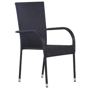 Berkfield Stackable Outdoor Chairs 2 pcs Poly Rattan Black